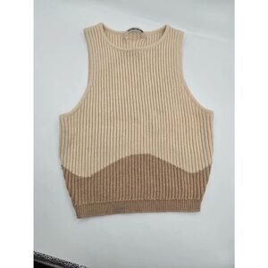 Maniere De Voir Cashmere Wool Ribbed Sweater Top Size XS Sleeveless Neutral